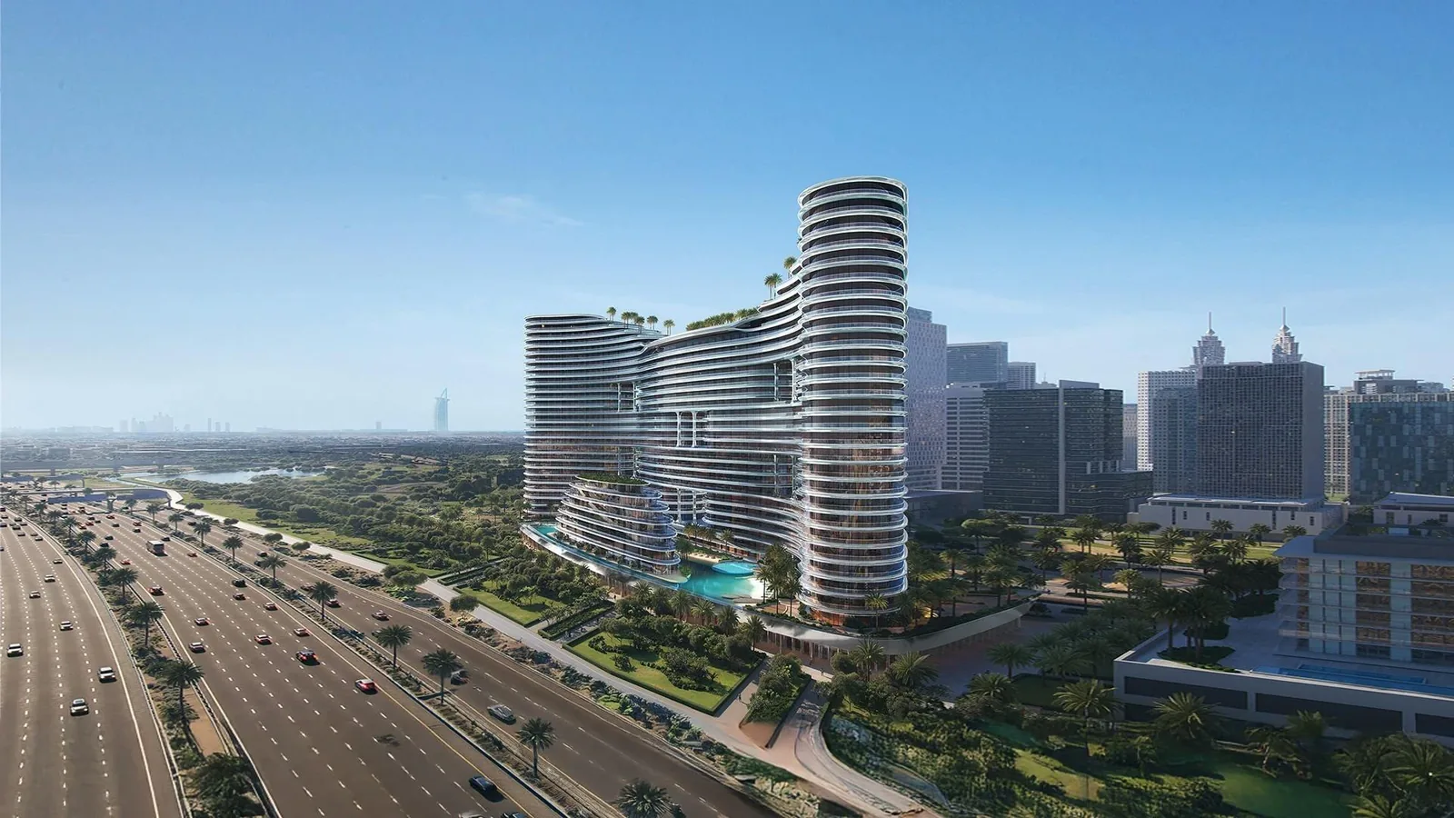 Developer illustration of Binghatti Aquarise.