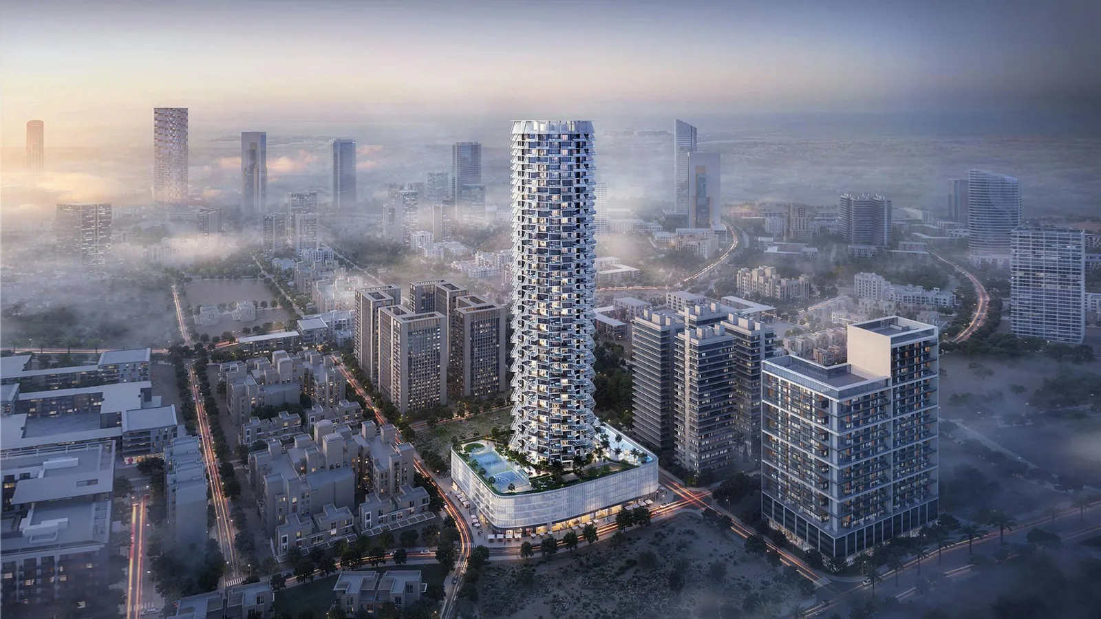 Developer illustration of Binghatti Grove.